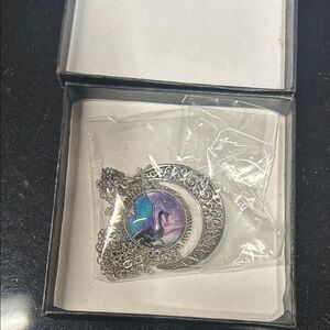 Silver and Purple dragon moon Pendant Necklace
